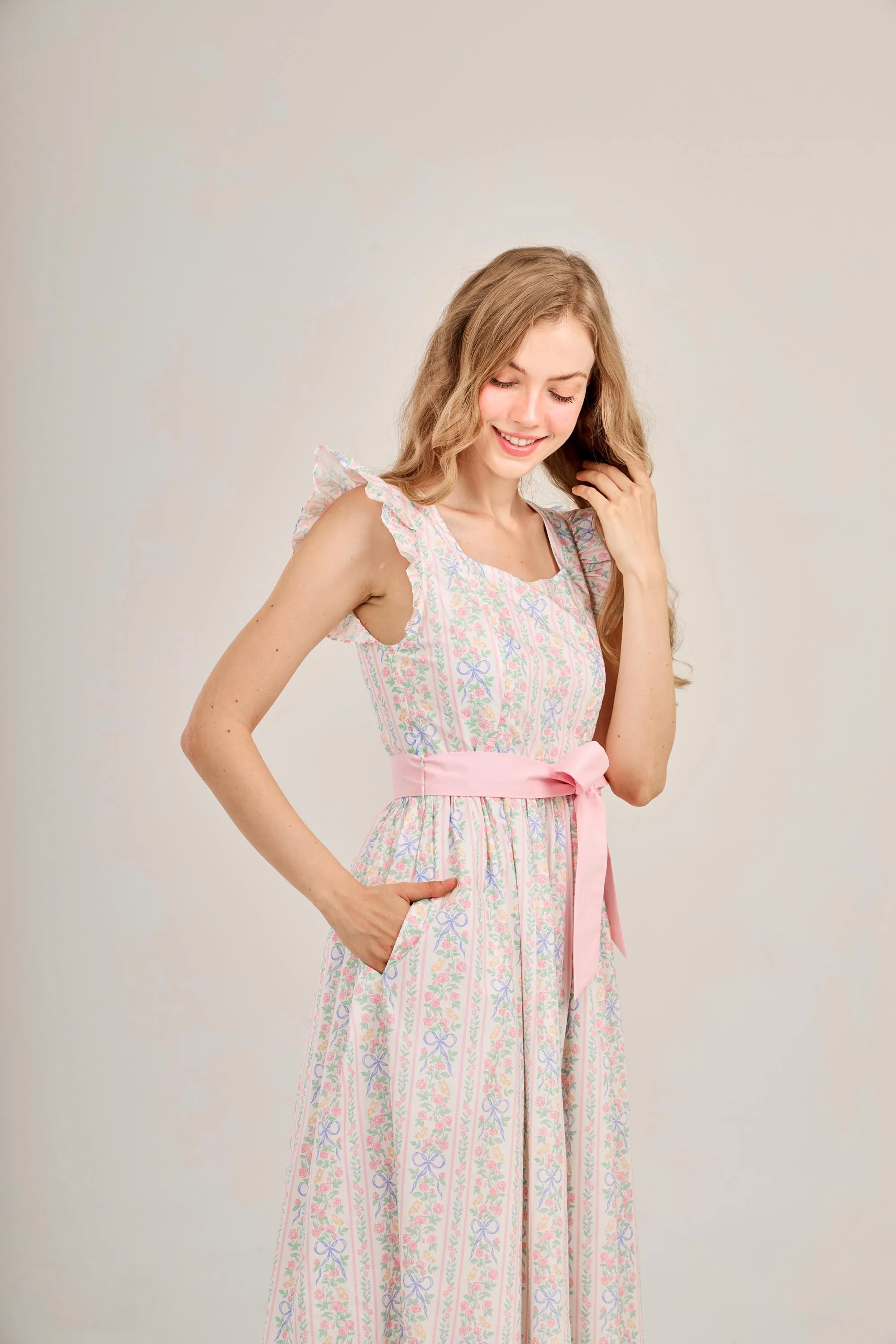 Angela Maxi Dress with Nursing Zippers in Bowtanical Rose Garden - Image 15