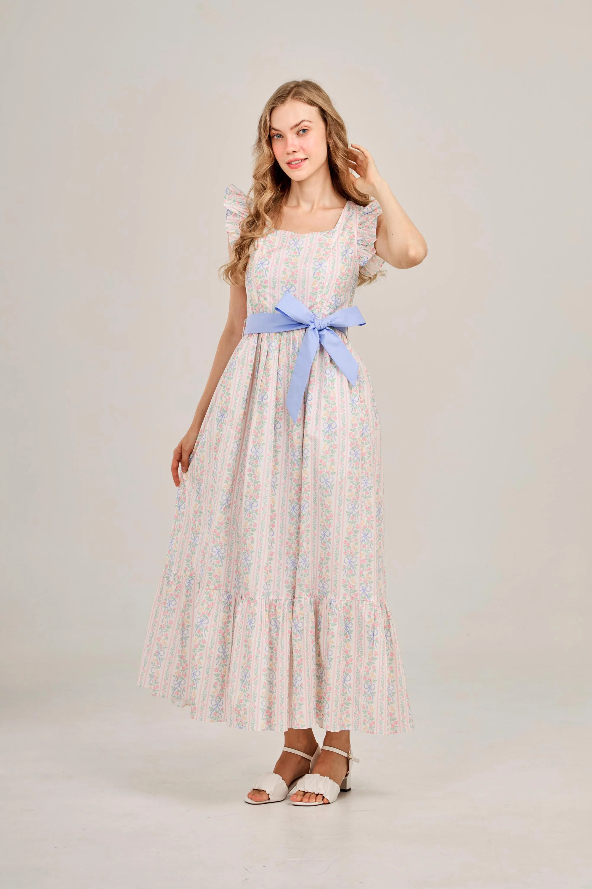 Angela Maxi Dress with Nursing Zippers in Bowtanical Rose Garden - Image 3