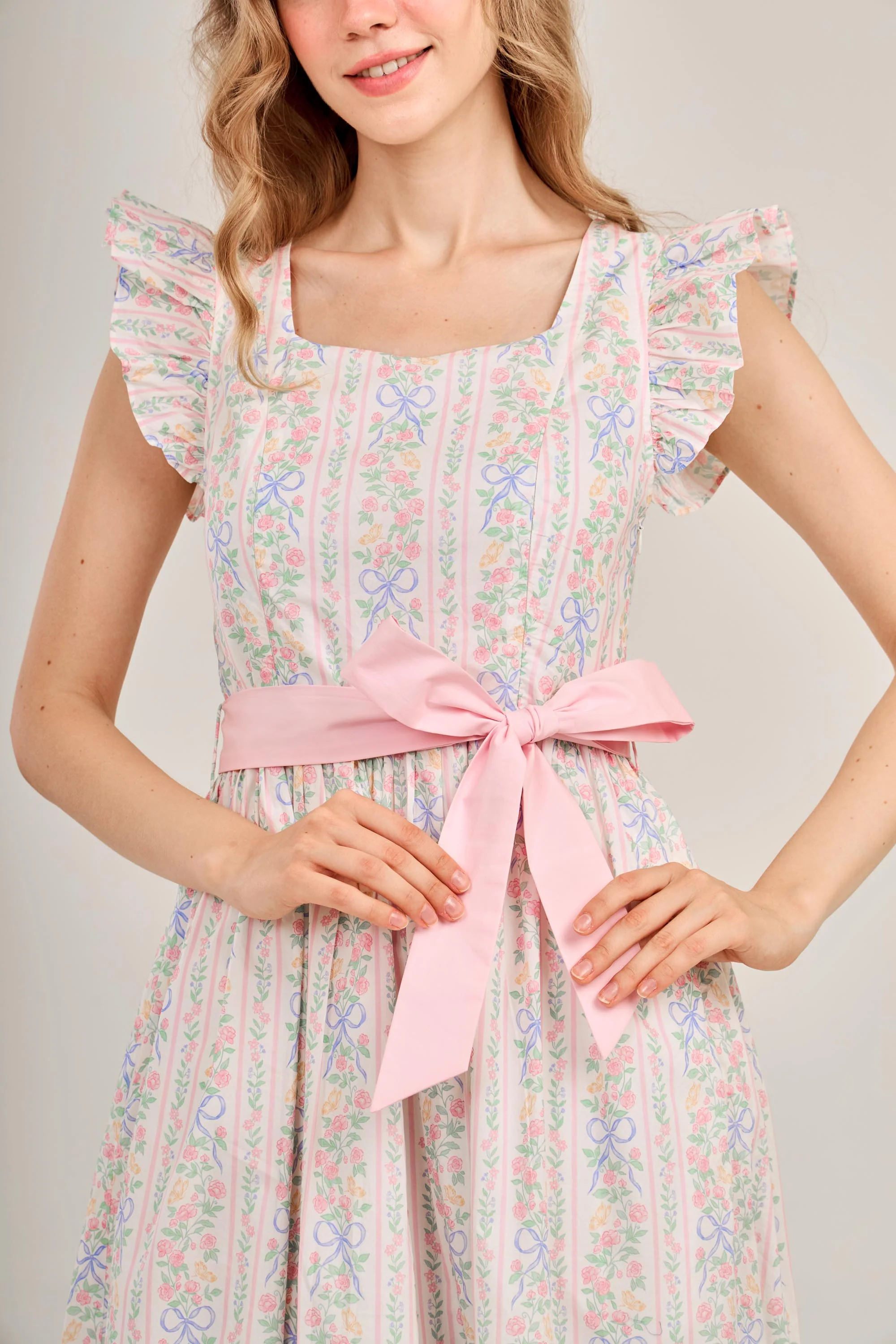 Angela Maxi Dress with Nursing Zippers in Bowtanical Rose Garden - Image 4