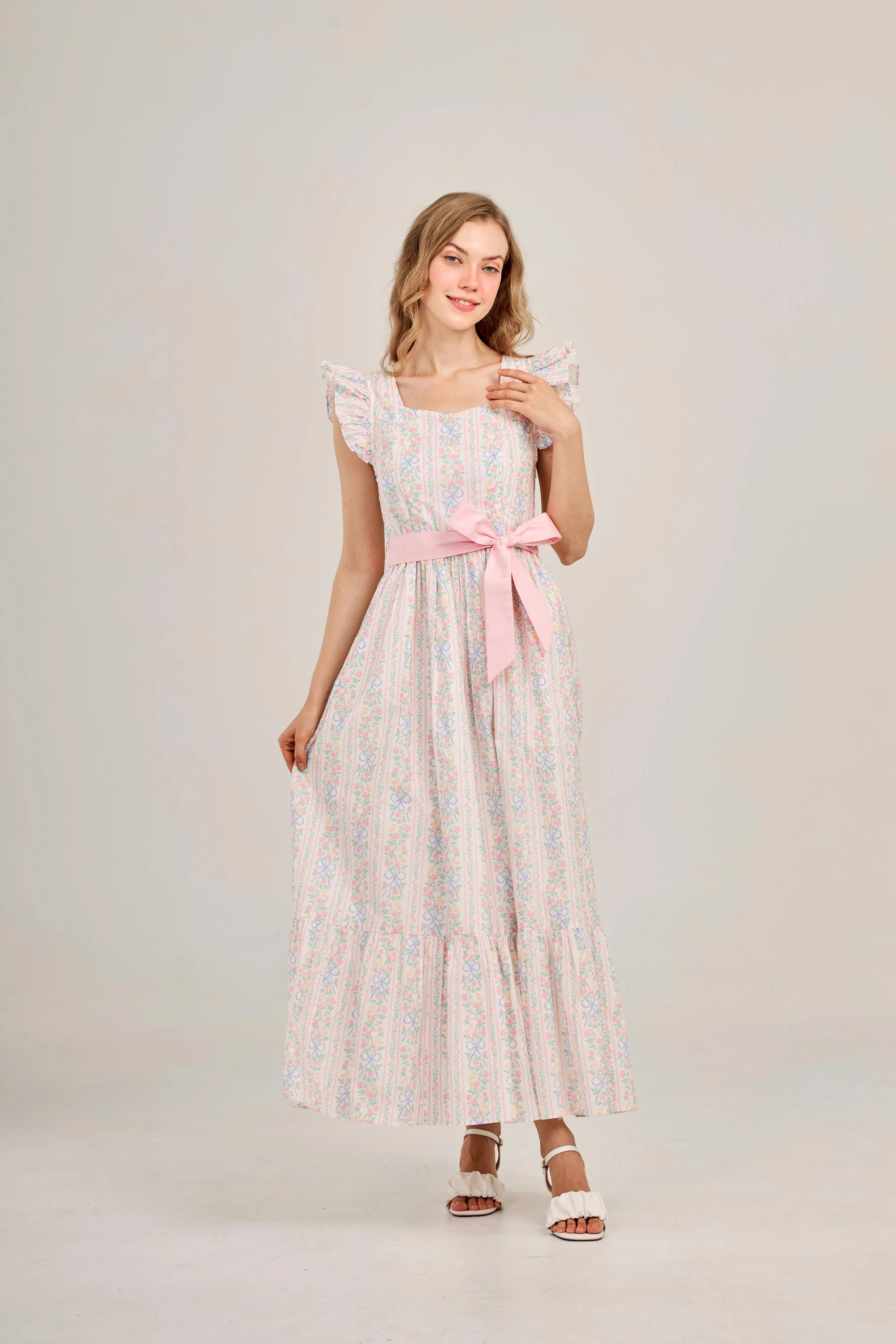 Angela Maxi Dress with Nursing Zippers in Bowtanical Rose Garden - Image 5