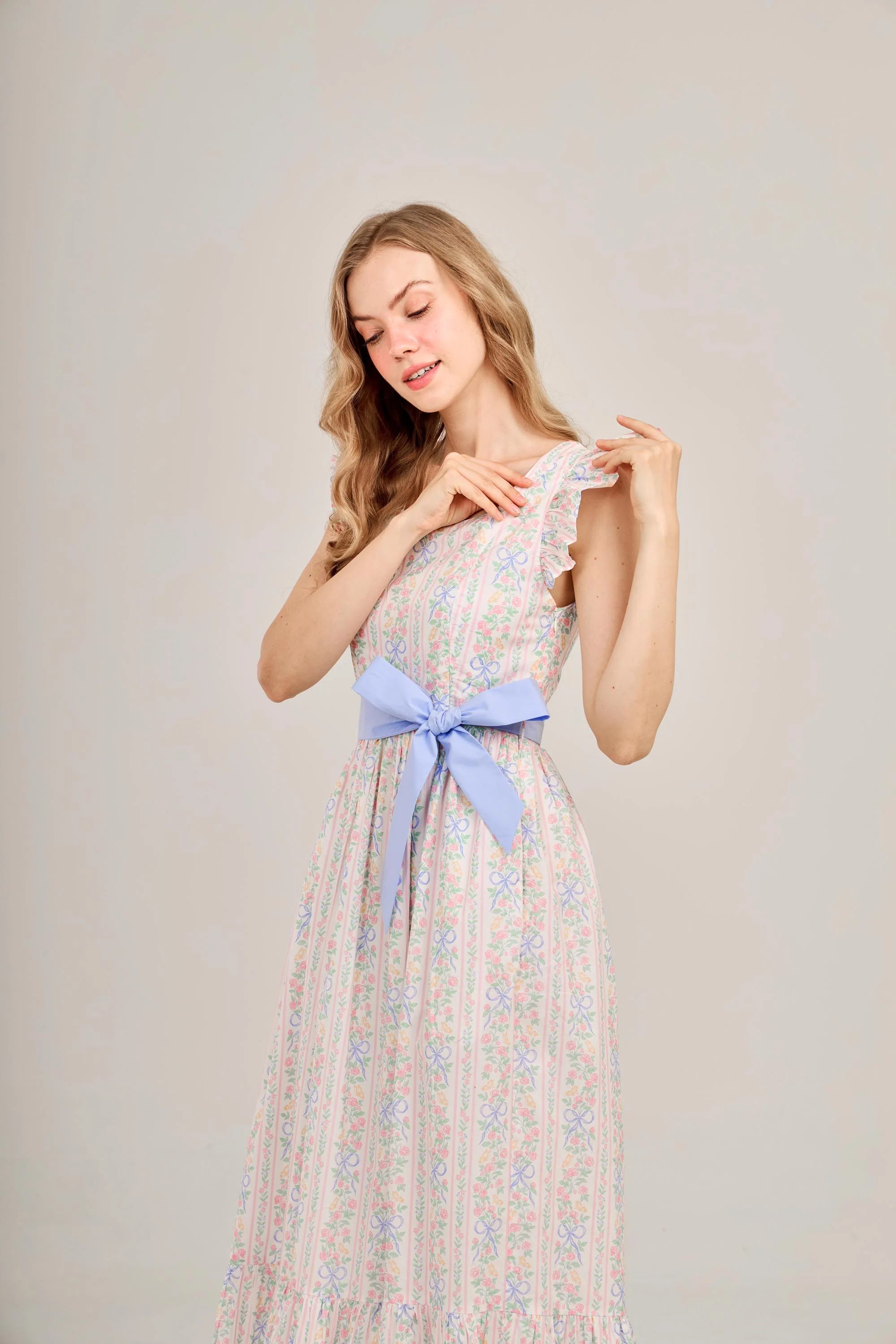 Angela Maxi Dress with Nursing Zippers in Bowtanical Rose Garden - Image 7