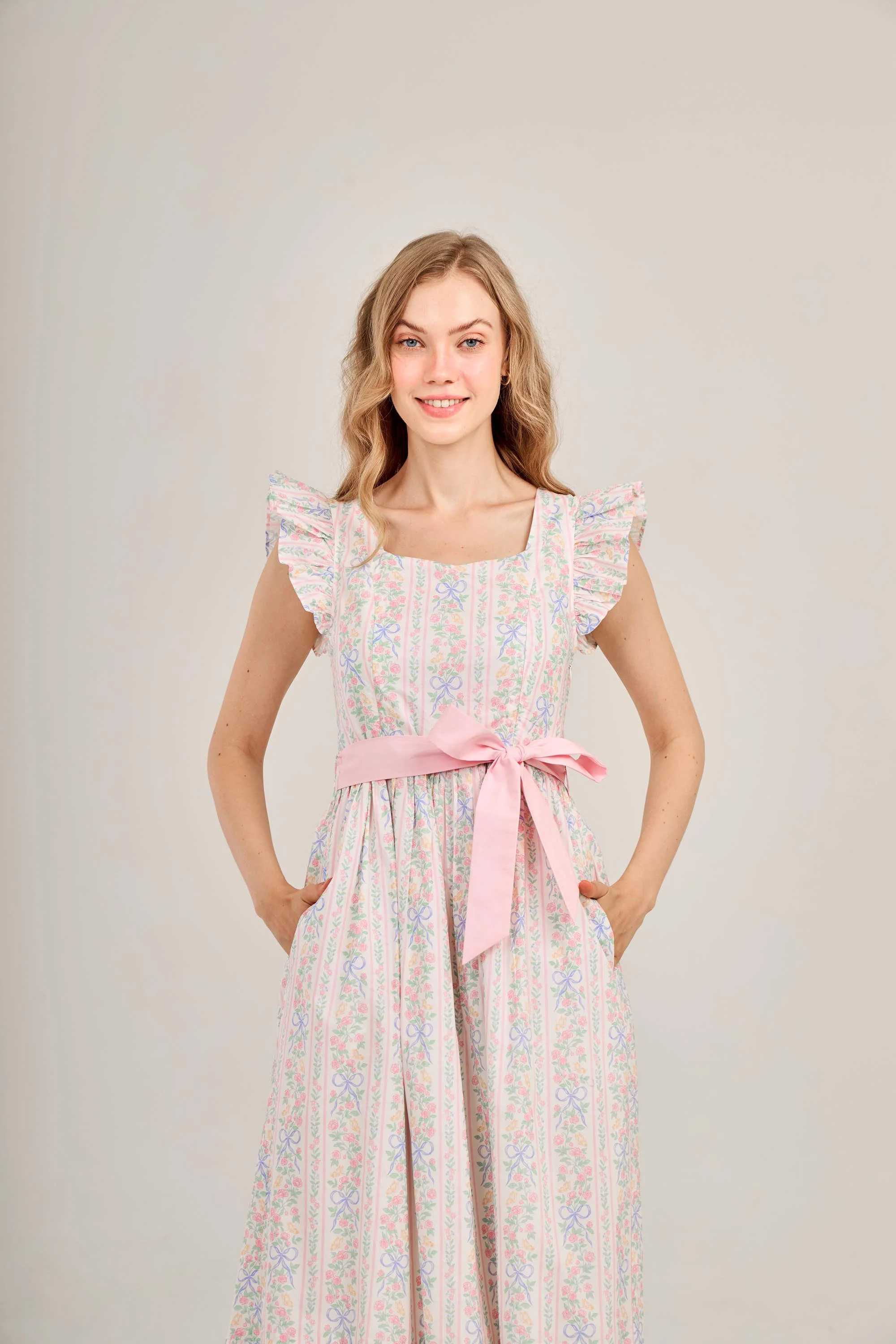 Angela Maxi Dress with Nursing Zippers in Bowtanical Rose Garden - Image 8