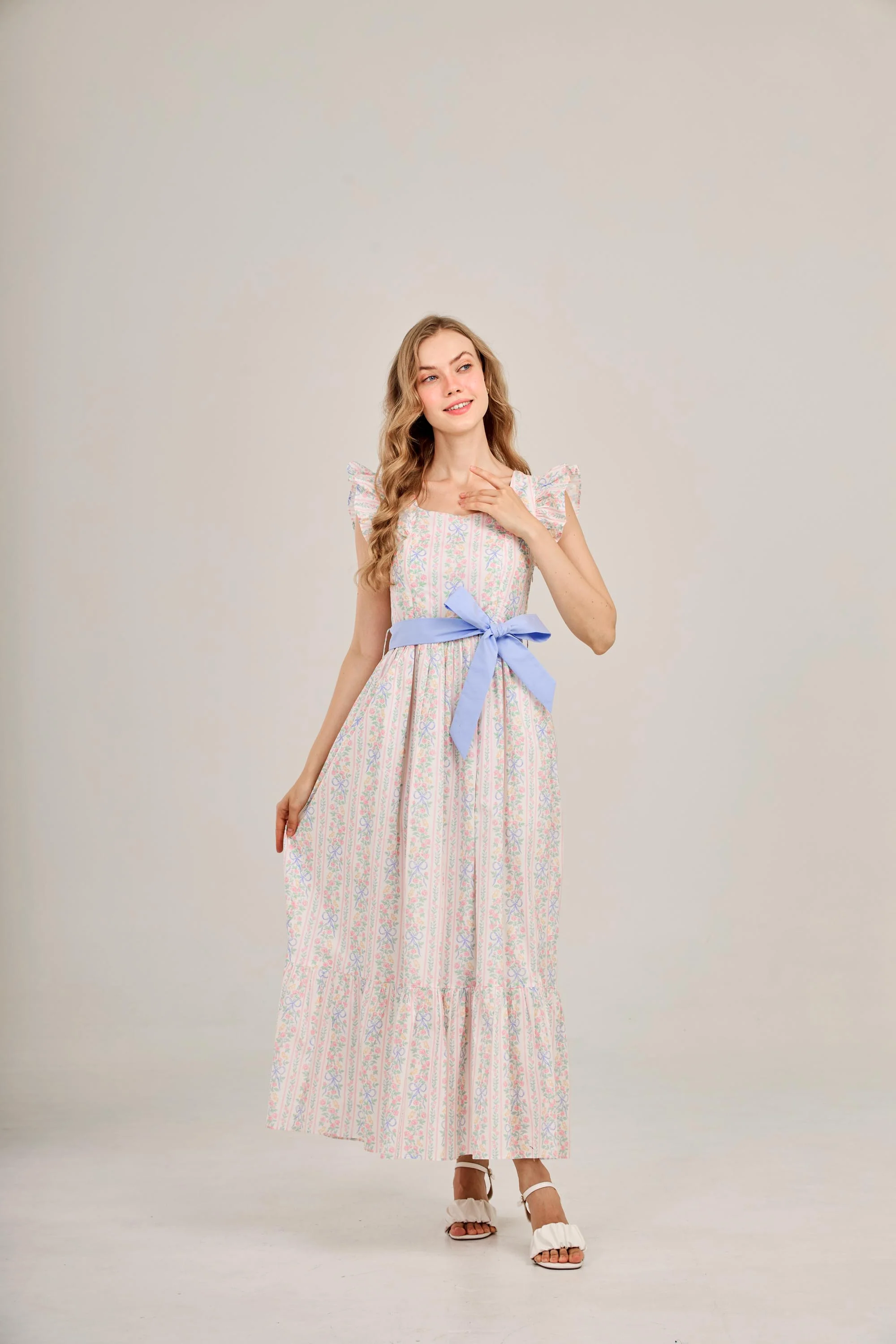 Angela Maxi Dress with Nursing Zippers in Bowtanical Rose Garden - Image 9