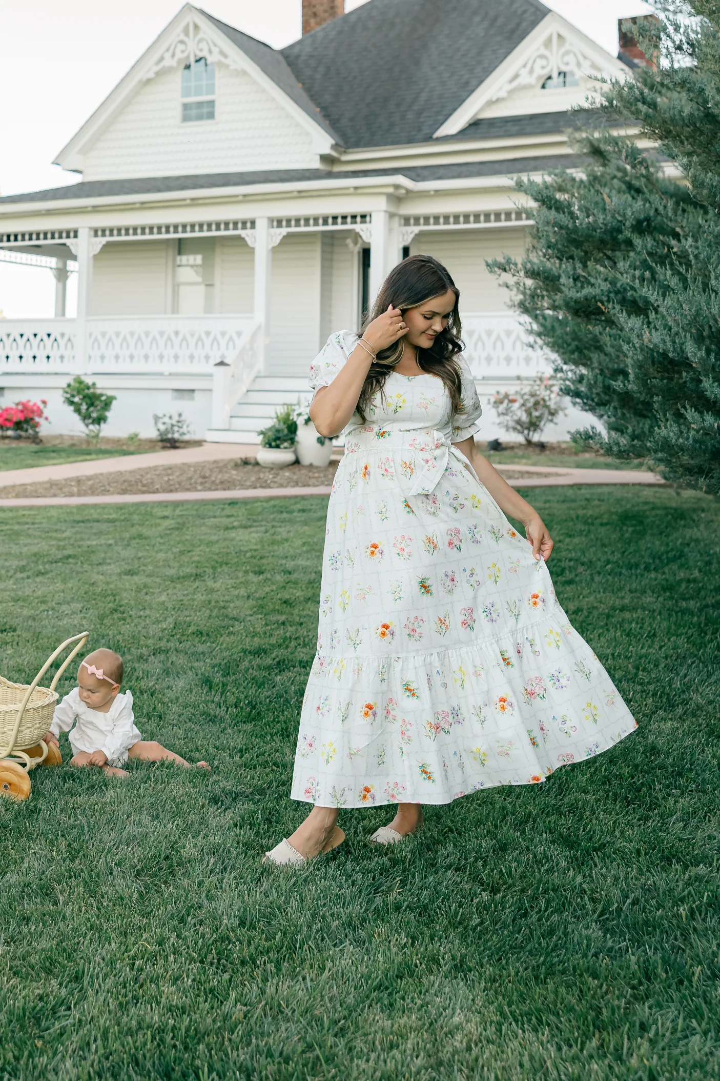 Ann Maxi Dress with Nursing Zippers in Birth Flowers - Image 15
