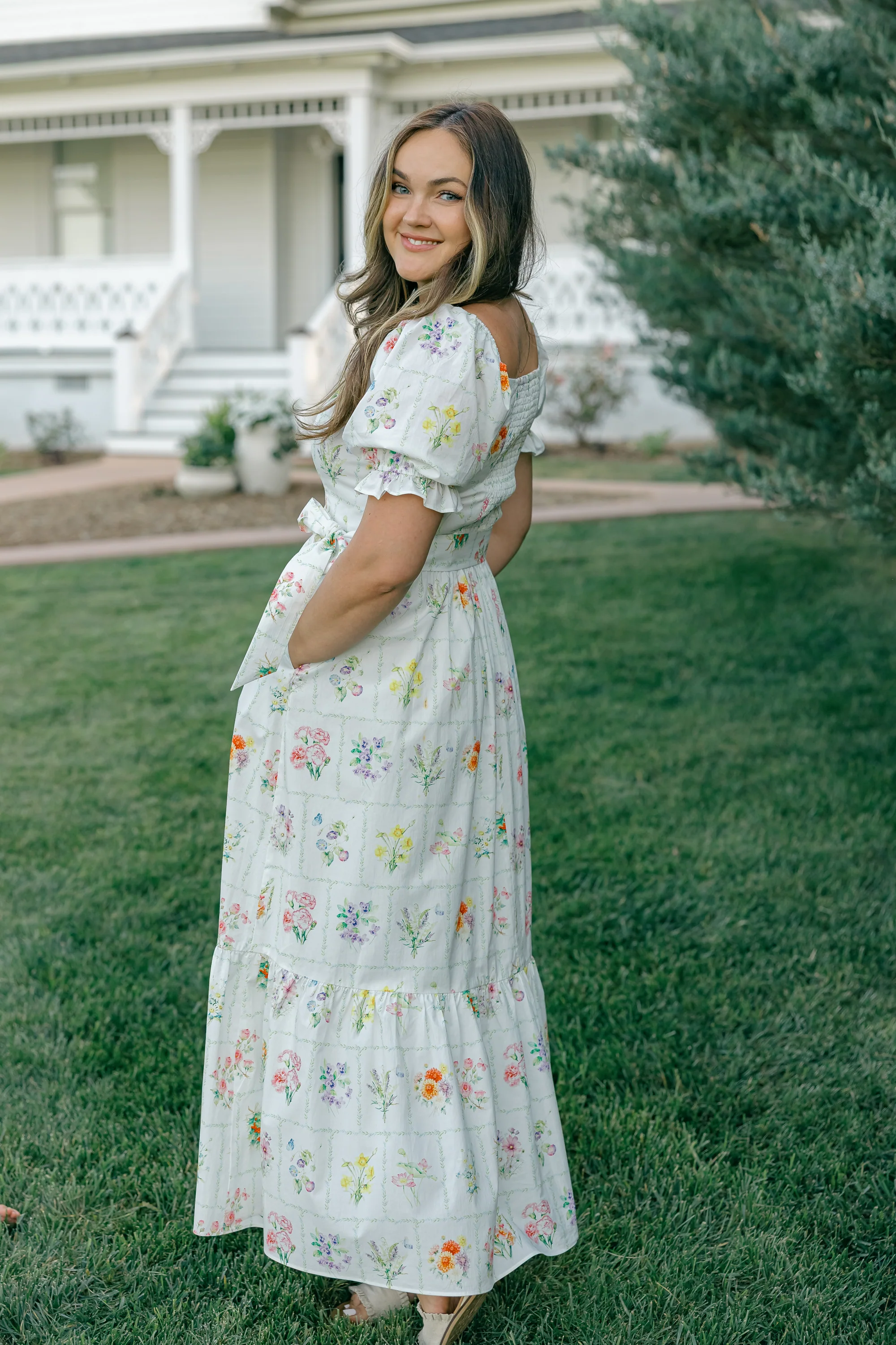 Ann Maxi Dress with Nursing Zippers in Birth Flowers - Image 8