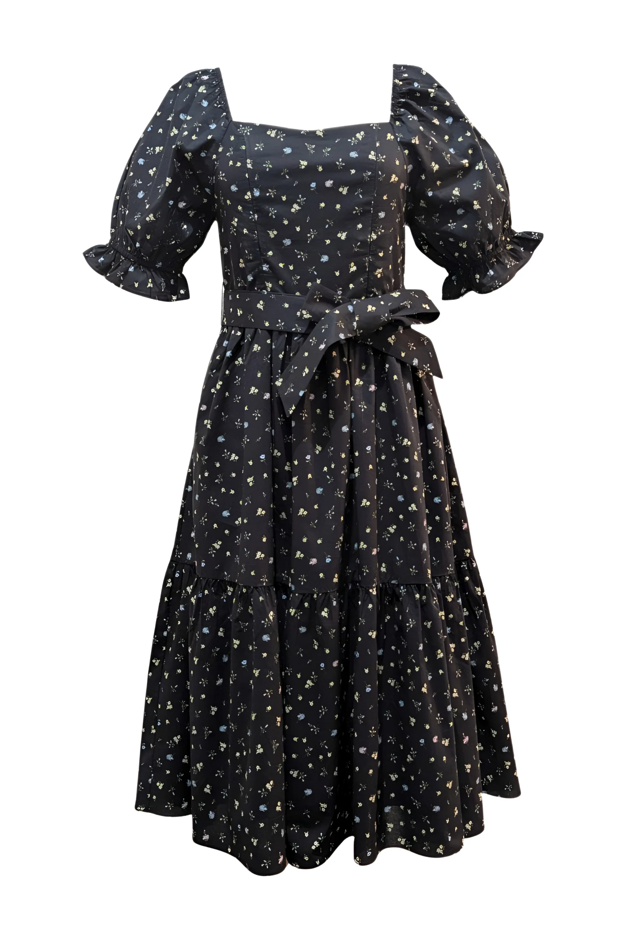 Ann Midi Dress with Nursing Zippers in Black Floral - Image 3
