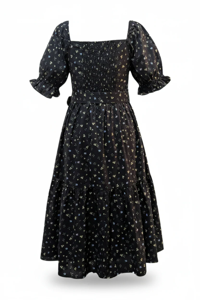 Ann Midi Dress with Nursing Zippers in Black Floral - Image 4