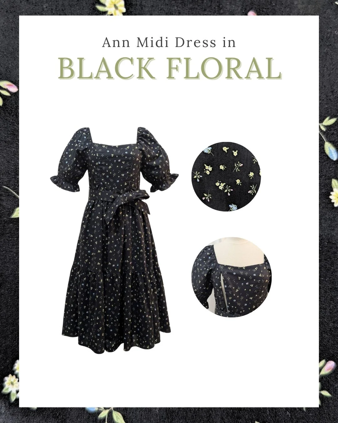 Ann Midi Dress with Nursing Zippers in Black Floral - Image 6