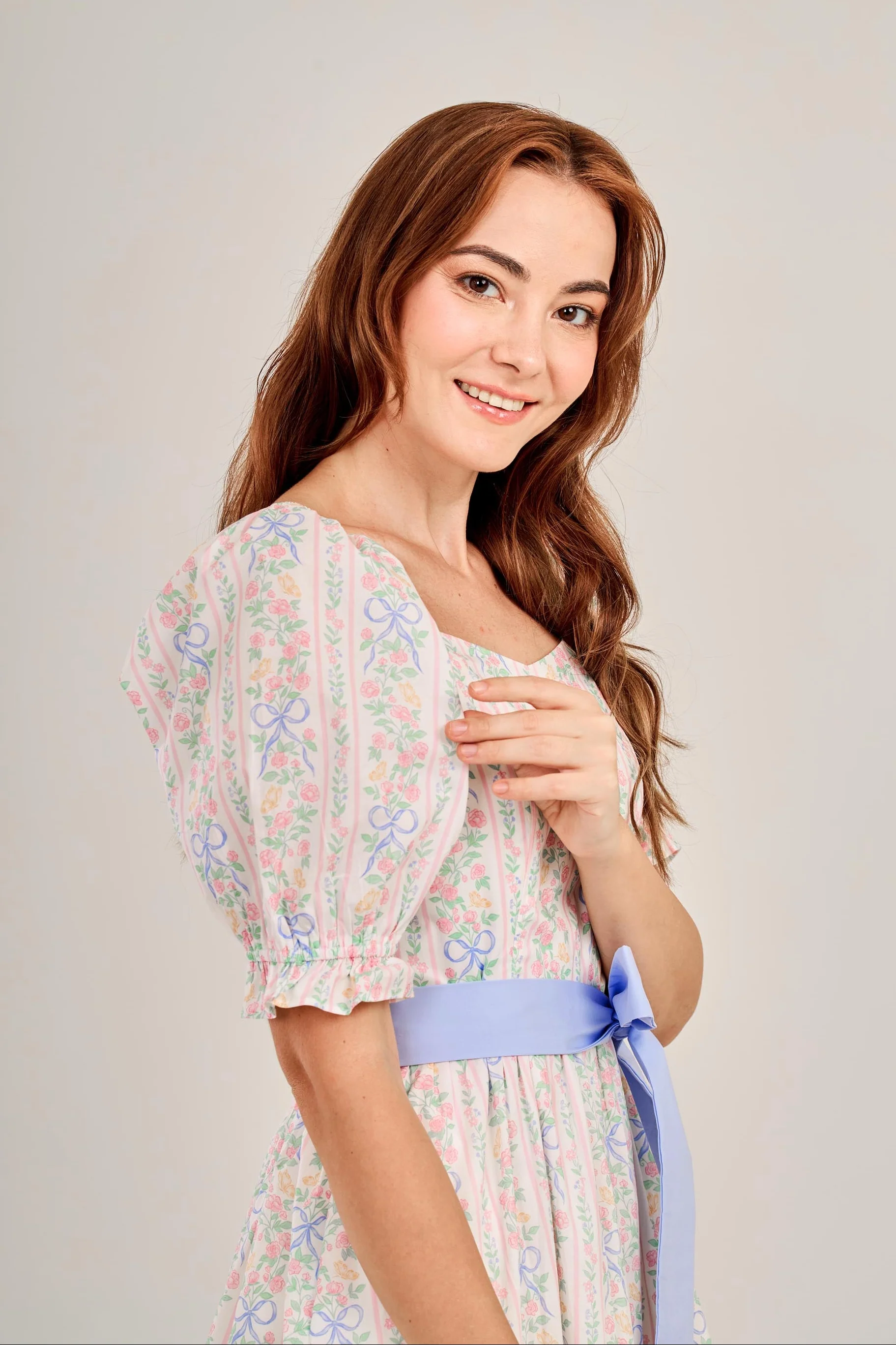 Ann Midi Dress with Nursing Zippers in Bowtanical Rose Garden - Image 6