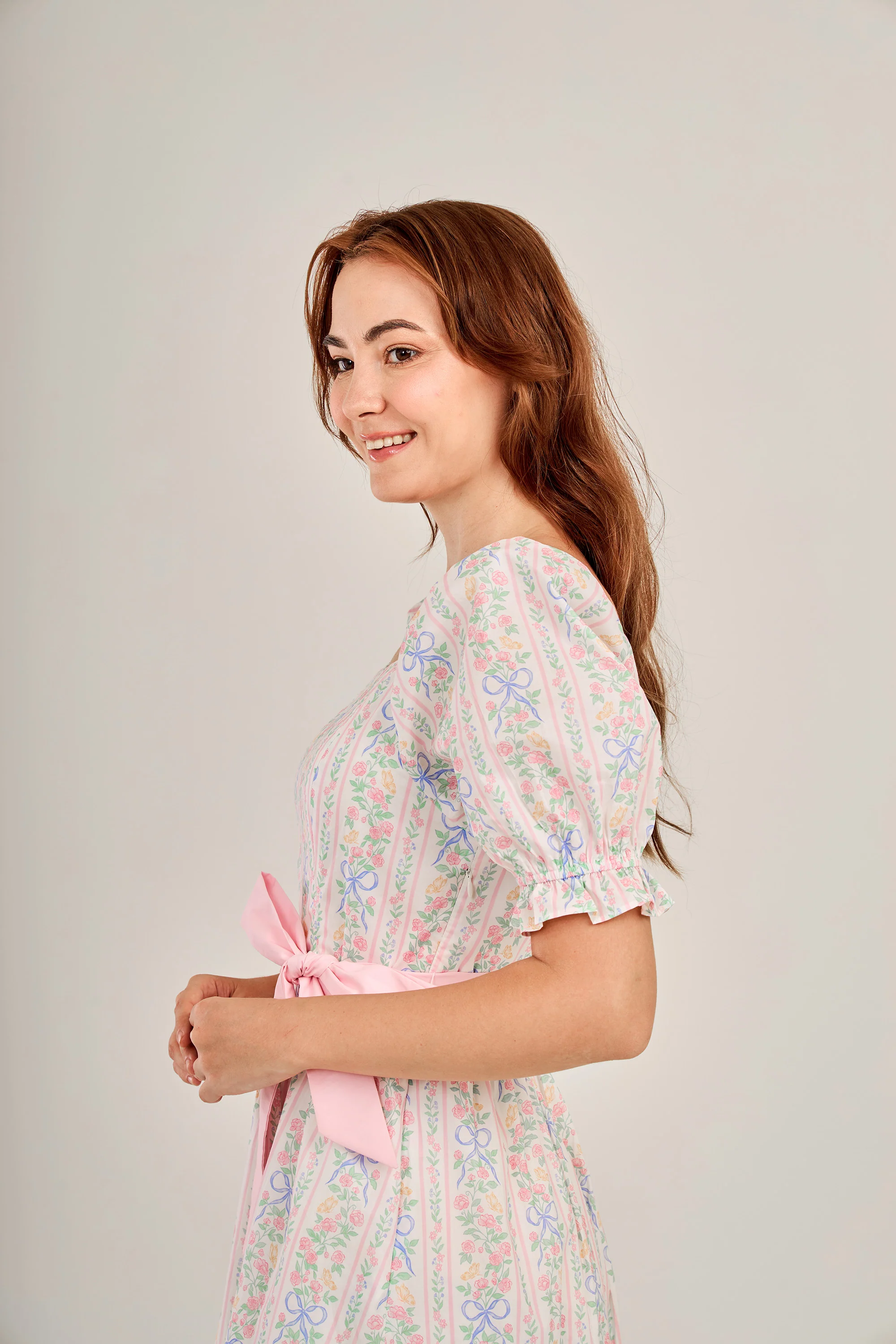Ann Midi Dress with Nursing Zippers in Bowtanical Rose Garden - Image 8