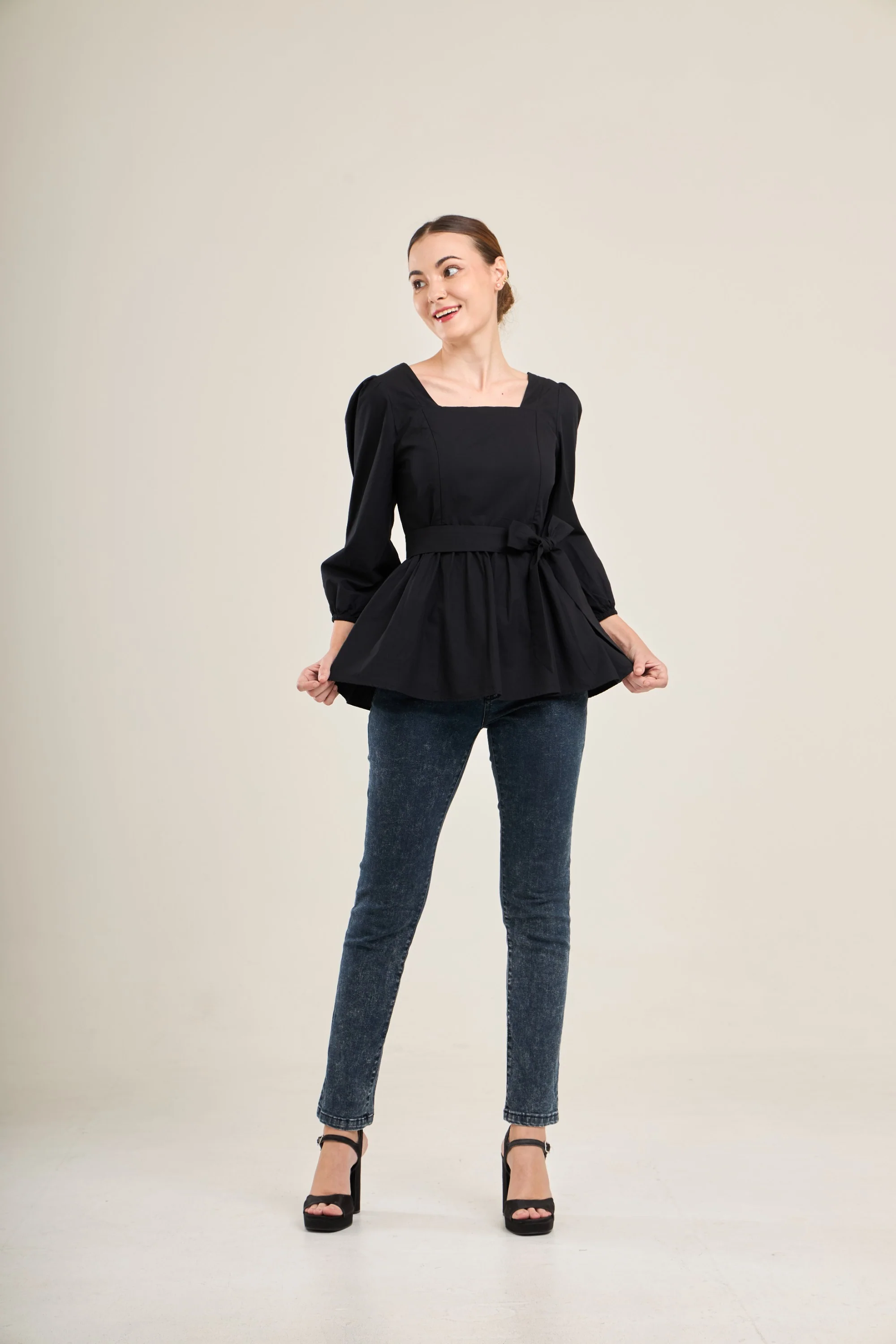 Embrace Cotton Top with Nursing Zippers in Black - Image 4