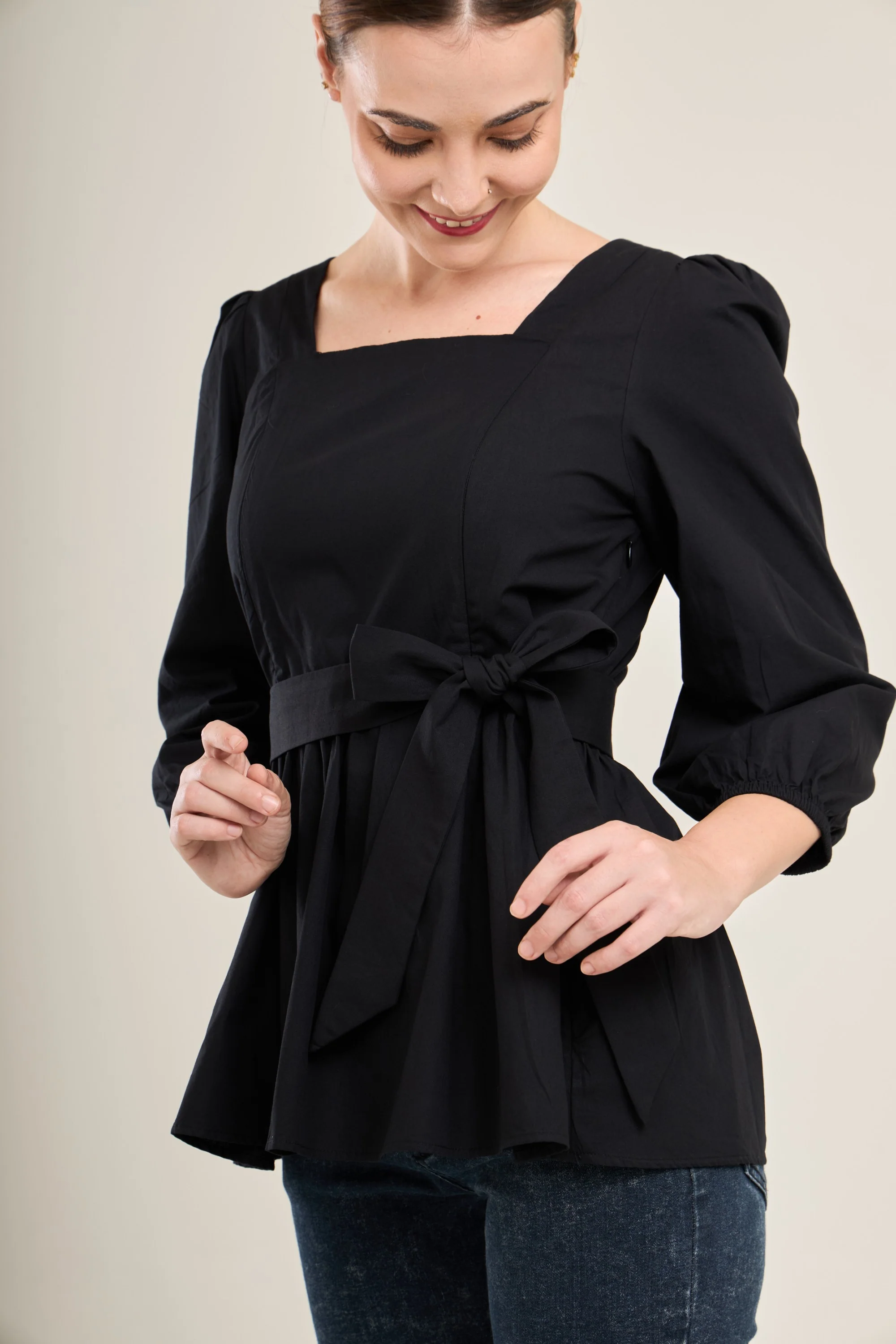 Embrace Cotton Top with Nursing Zippers in Black - Image 6