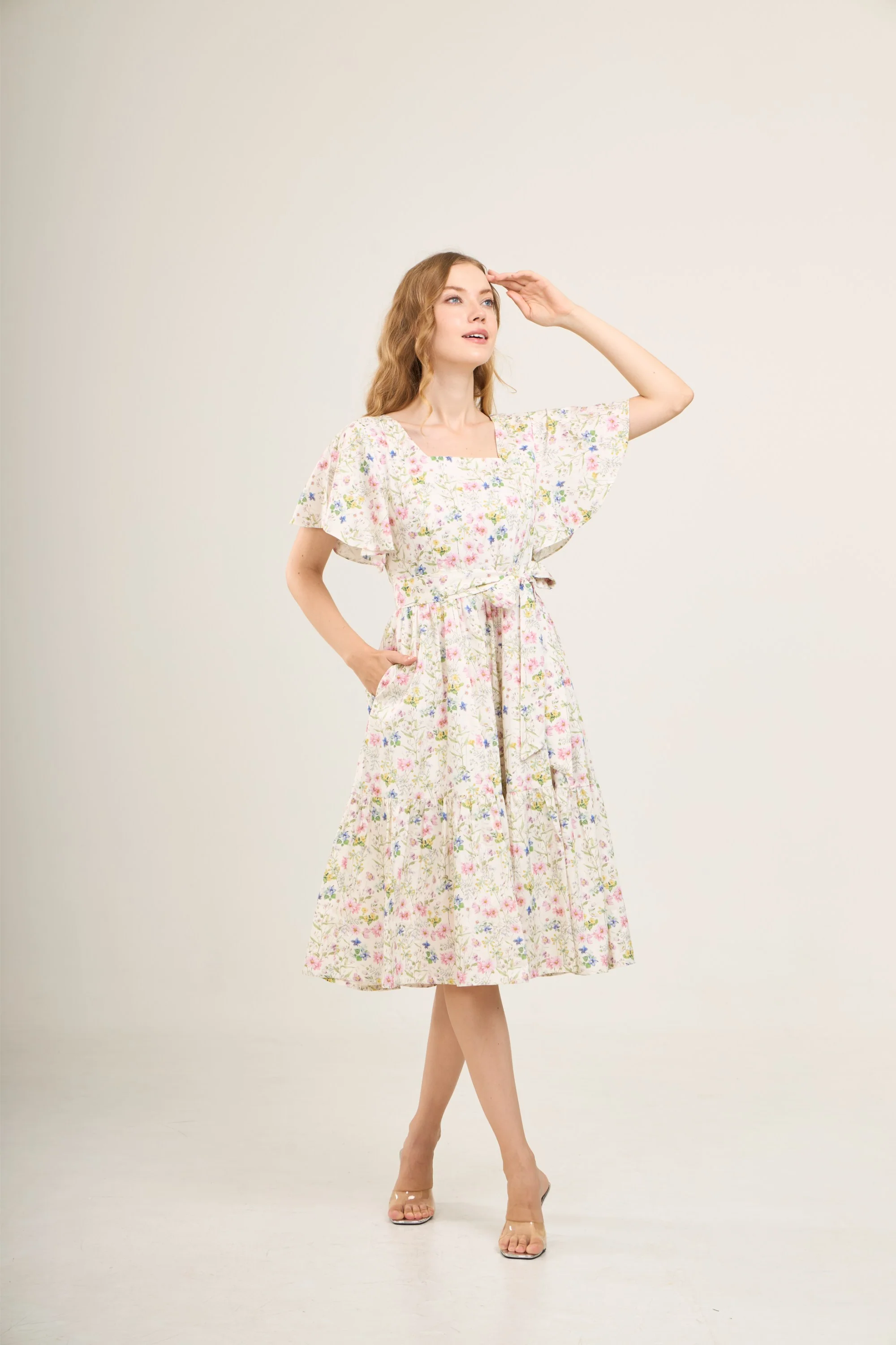 Princess Cotton Midi Dress with Nursing Zippers in Sweet Wildflowers - Image 10