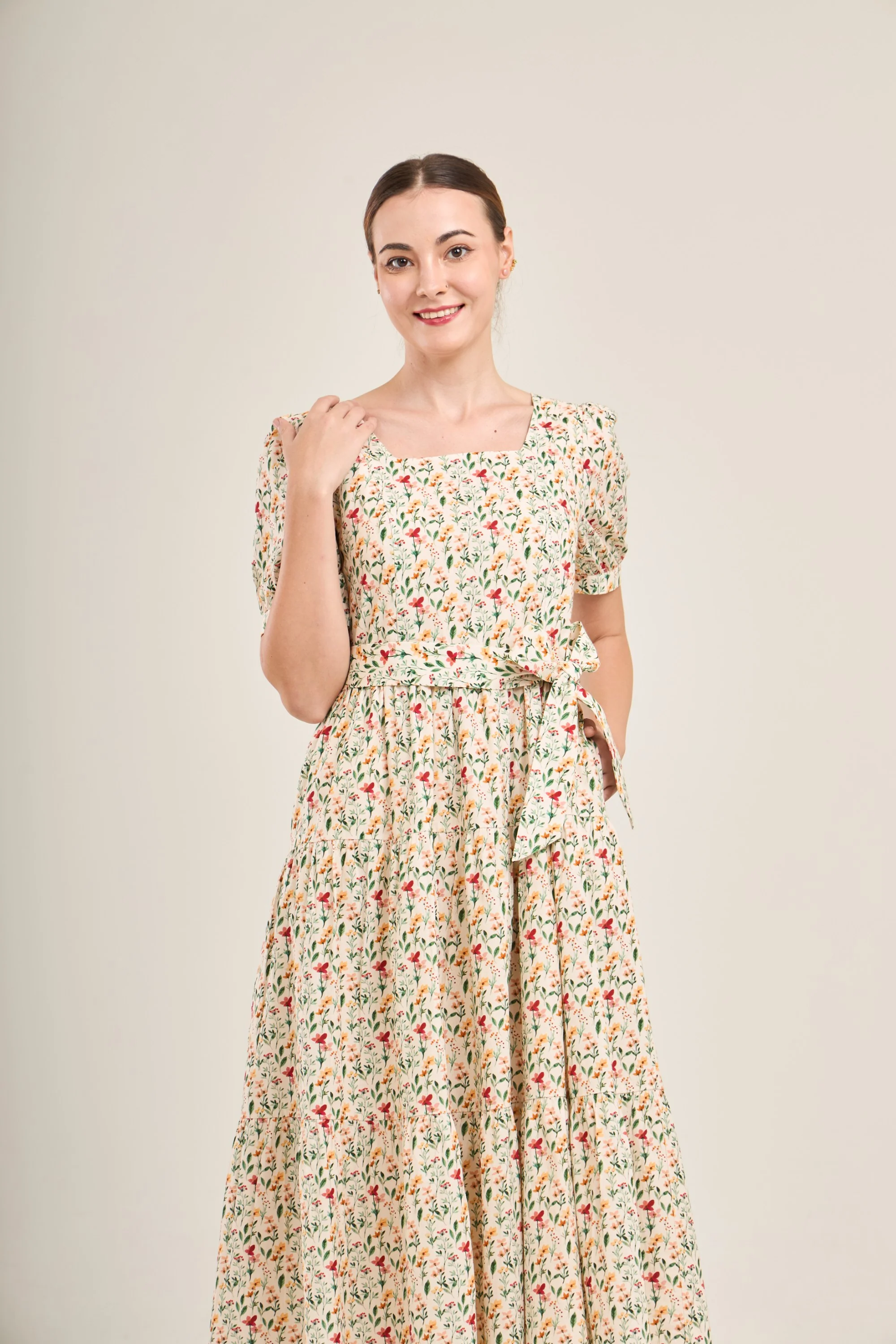 Versa Cotton Dress with Nursing Zippers in Harvest Blooms - Image 6