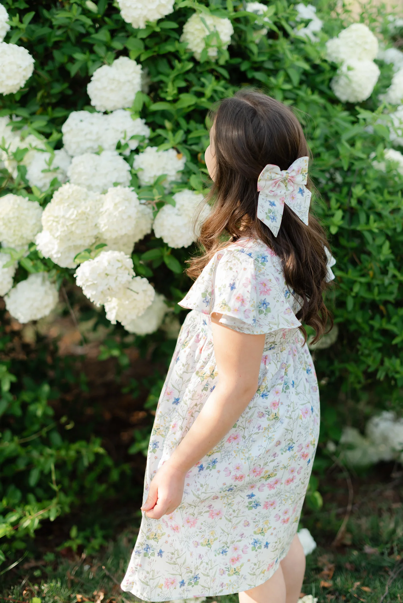 Pretty Girls' Bow in Sweet Wildflowers - Image 5