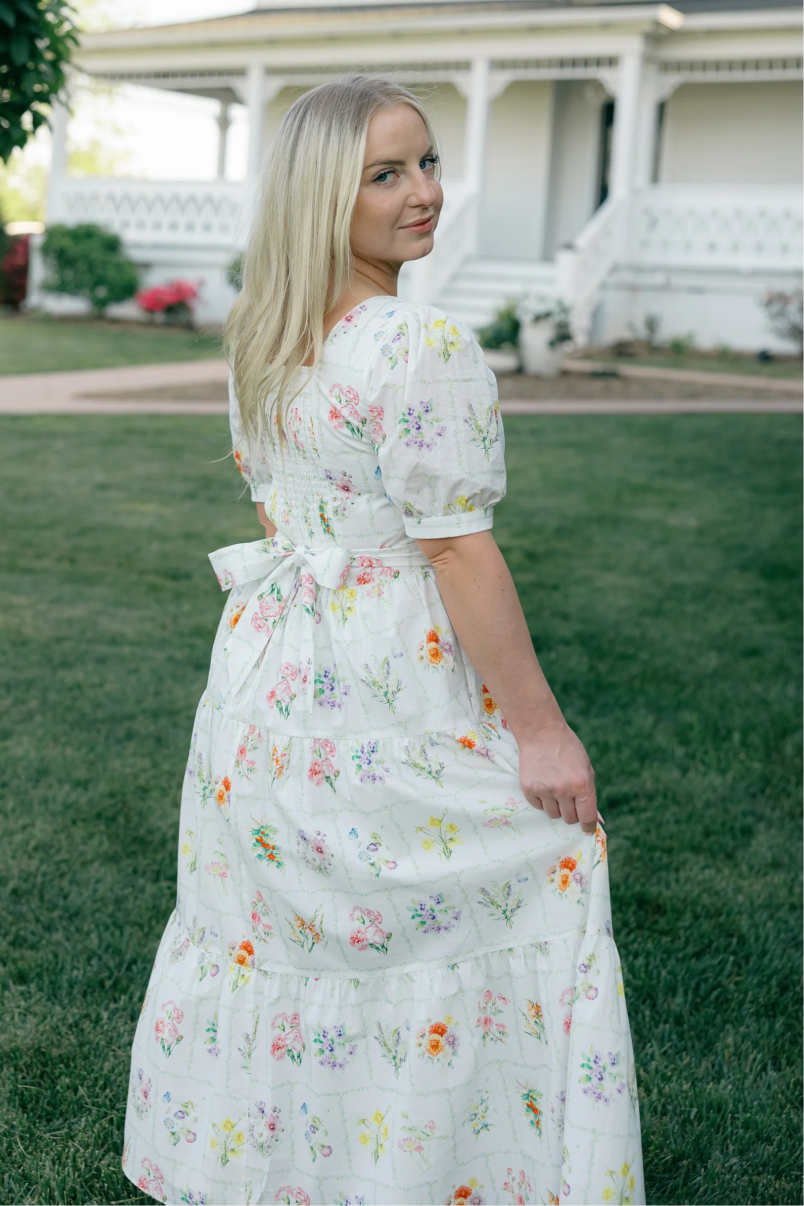 Versa Dress with Nursing Zippers in Birth Flowers - Image 11