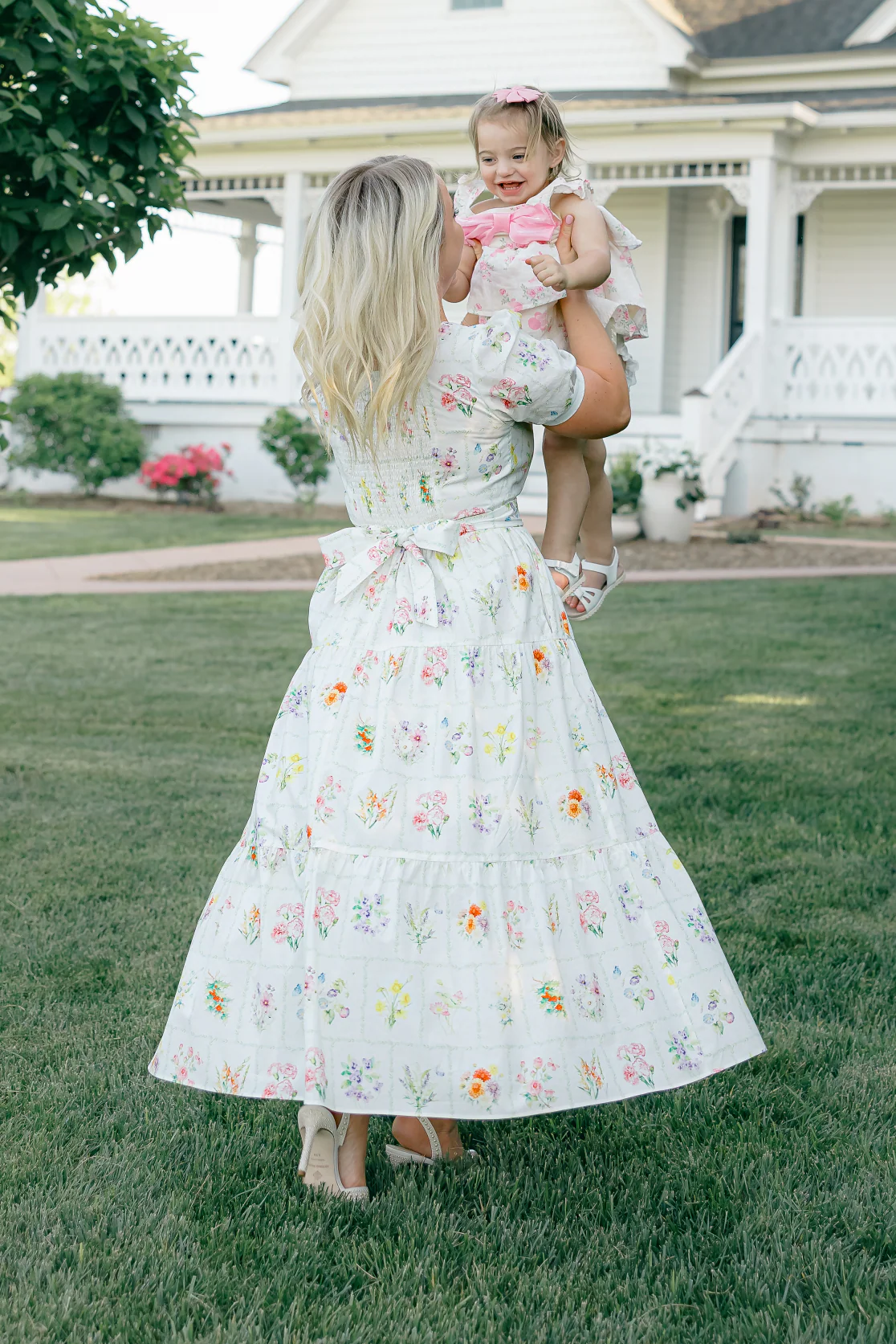 Versa Dress with Nursing Zippers in Birth Flowers - Image 6