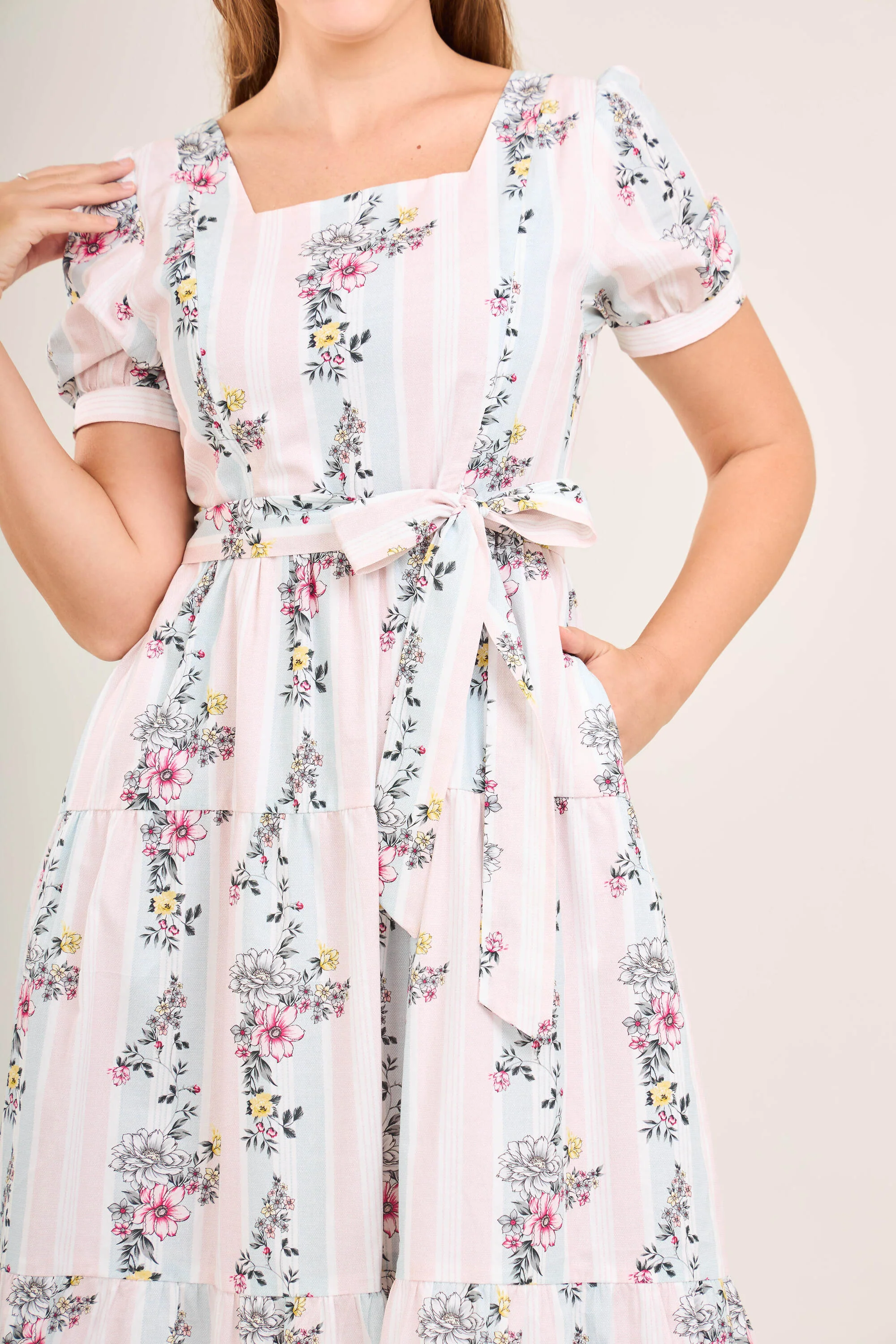 Versa Cotton Dress with Nursing Zippers in Sweet Floral - Image 12