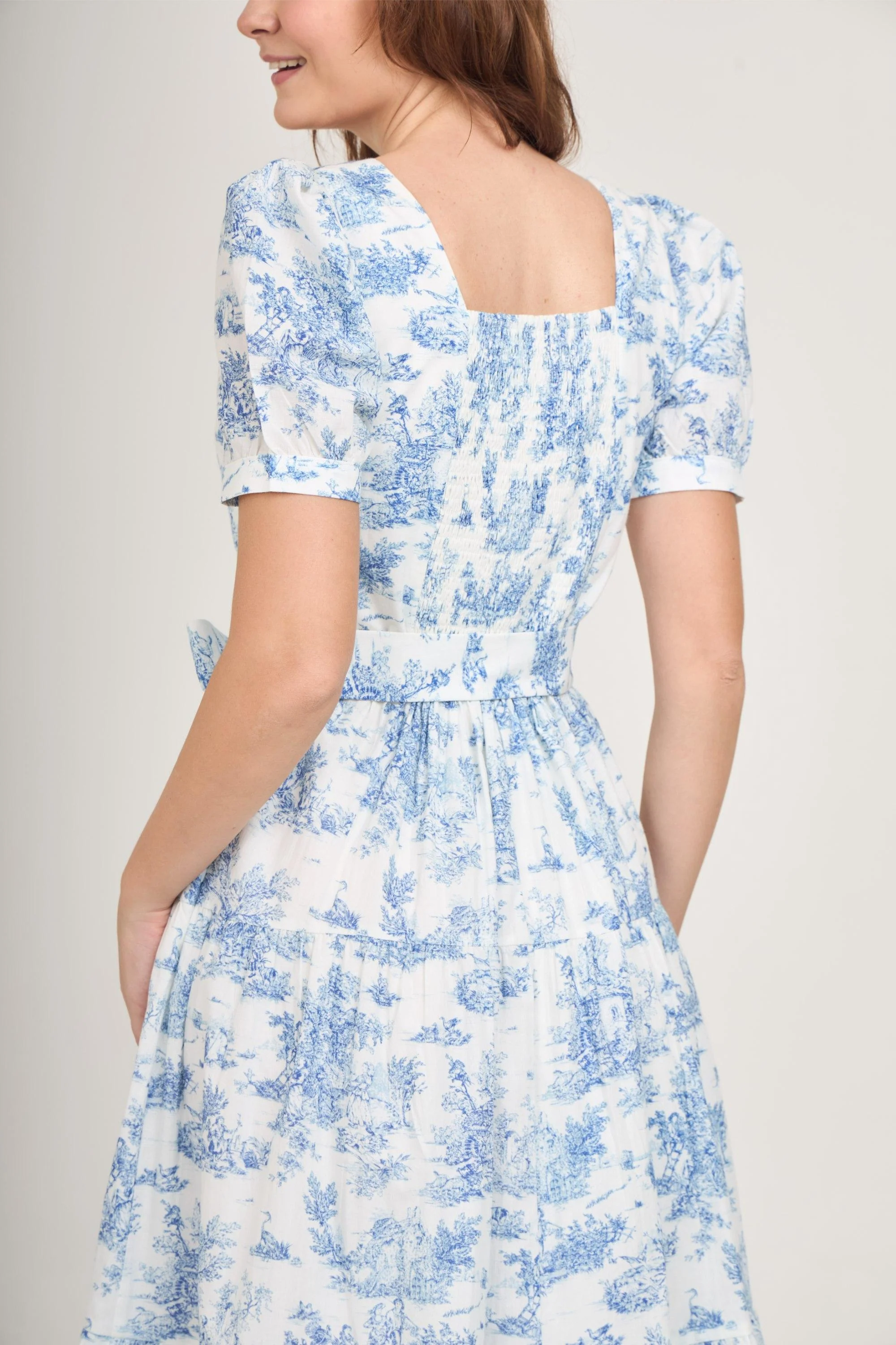 Versa Cotton Dress with Nursing Zippers in Vintage Blue Toile - Image 14