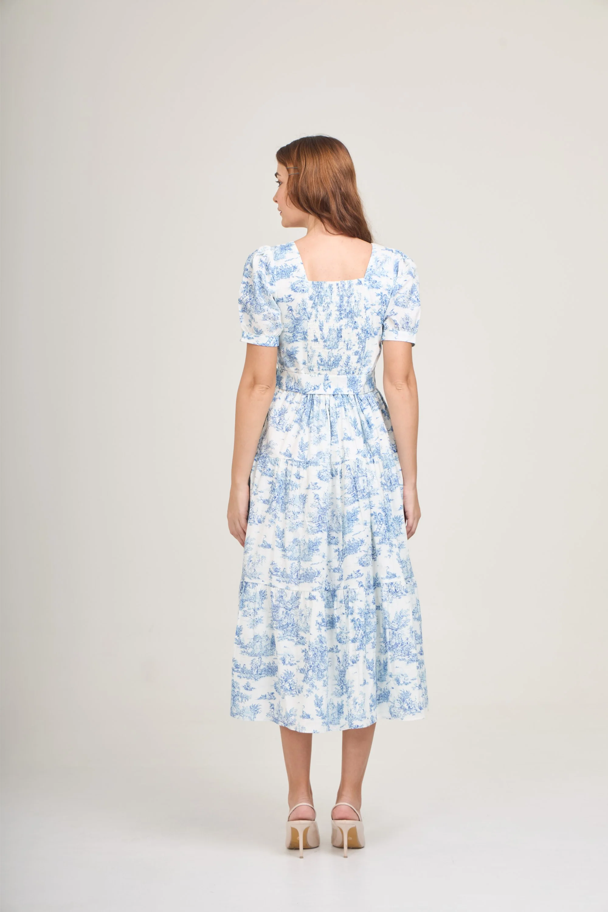 Versa Cotton Dress with Nursing Zippers in Vintage Blue Toile - Image 15