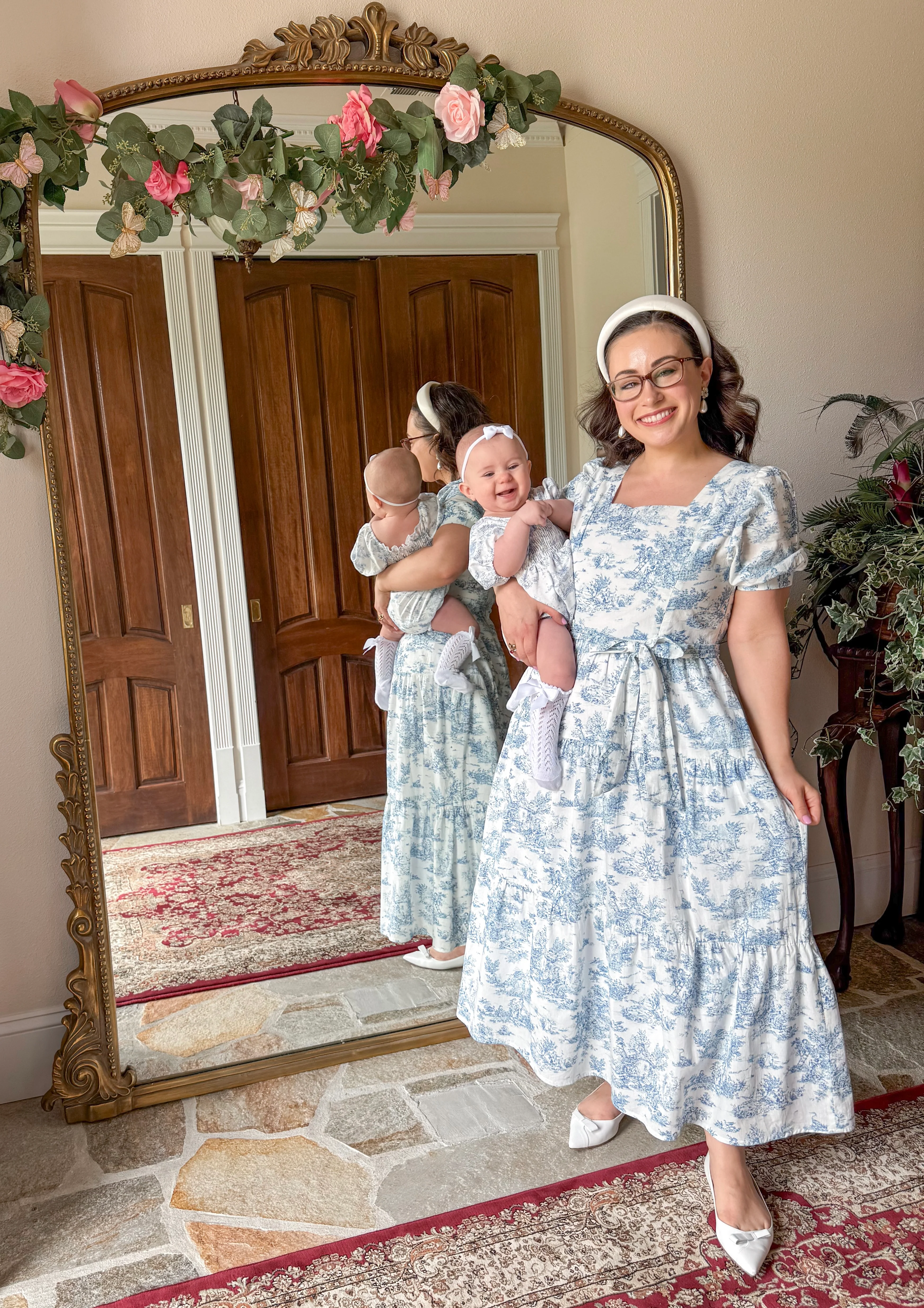 Versa Cotton Dress with Nursing Zippers in Vintage Blue Toile - Image 17