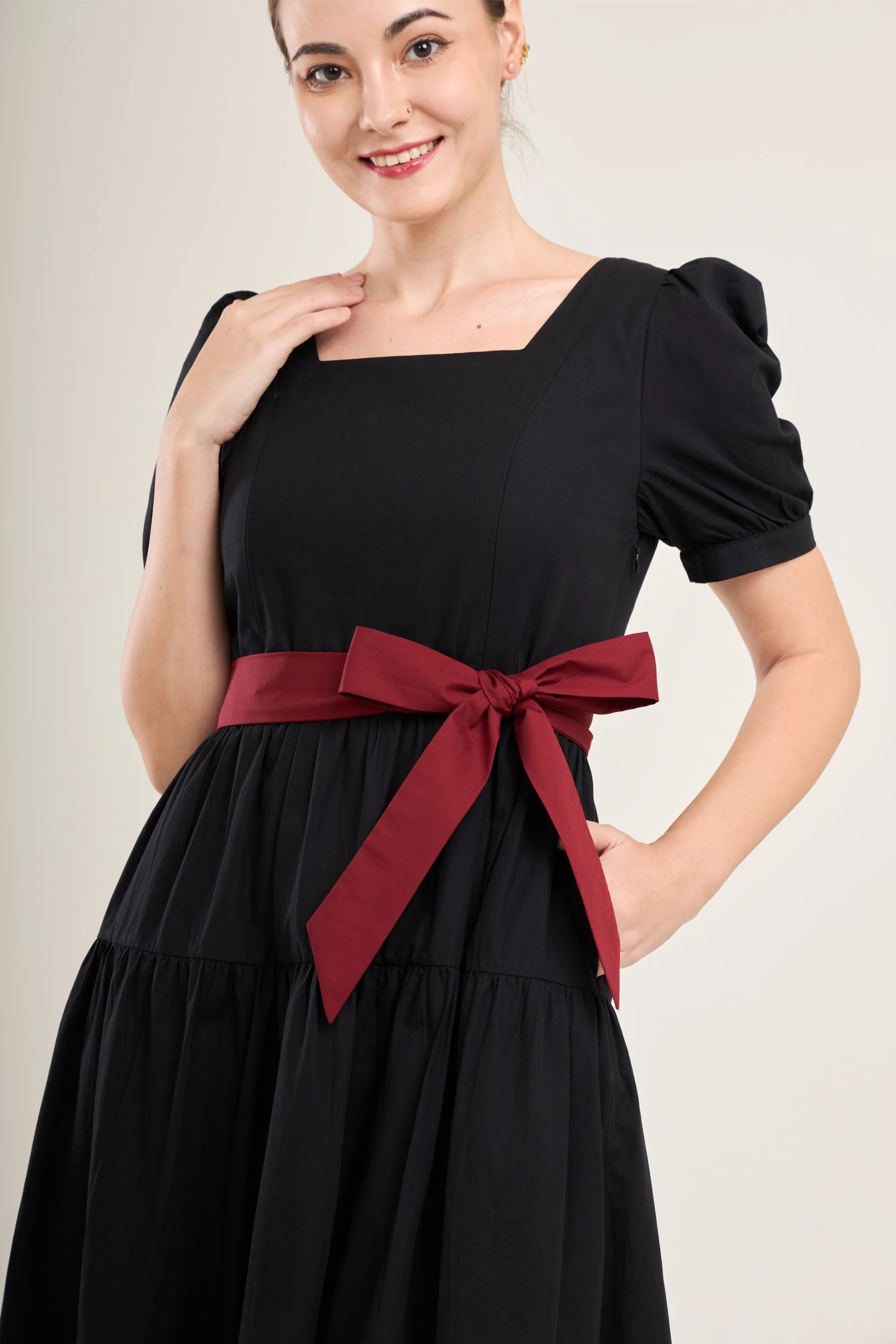 Versa Cotton Dress with Nursing Zippers in Black - Image 14