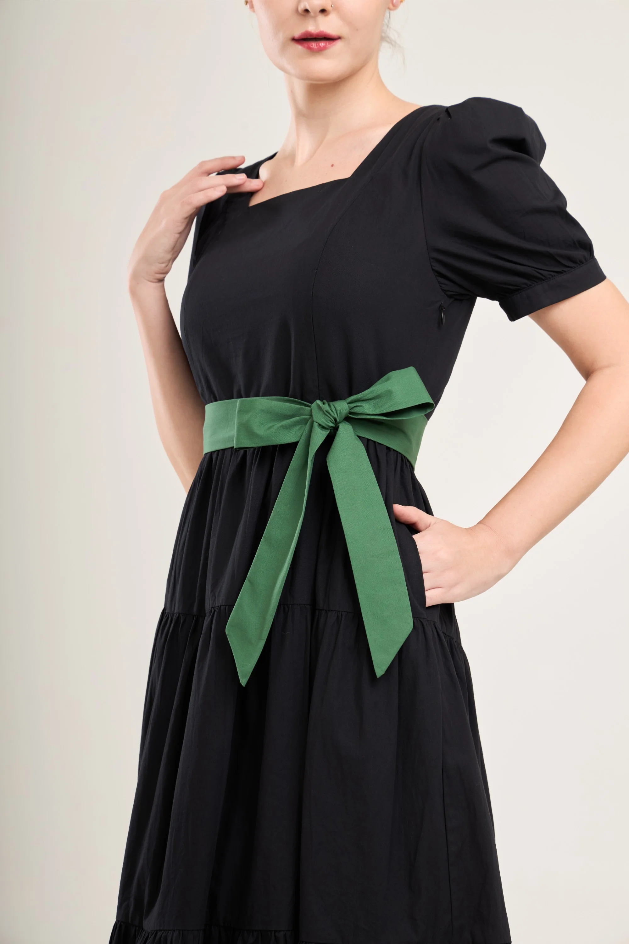 Versa Cotton Dress with Nursing Zippers in Black - Image 15