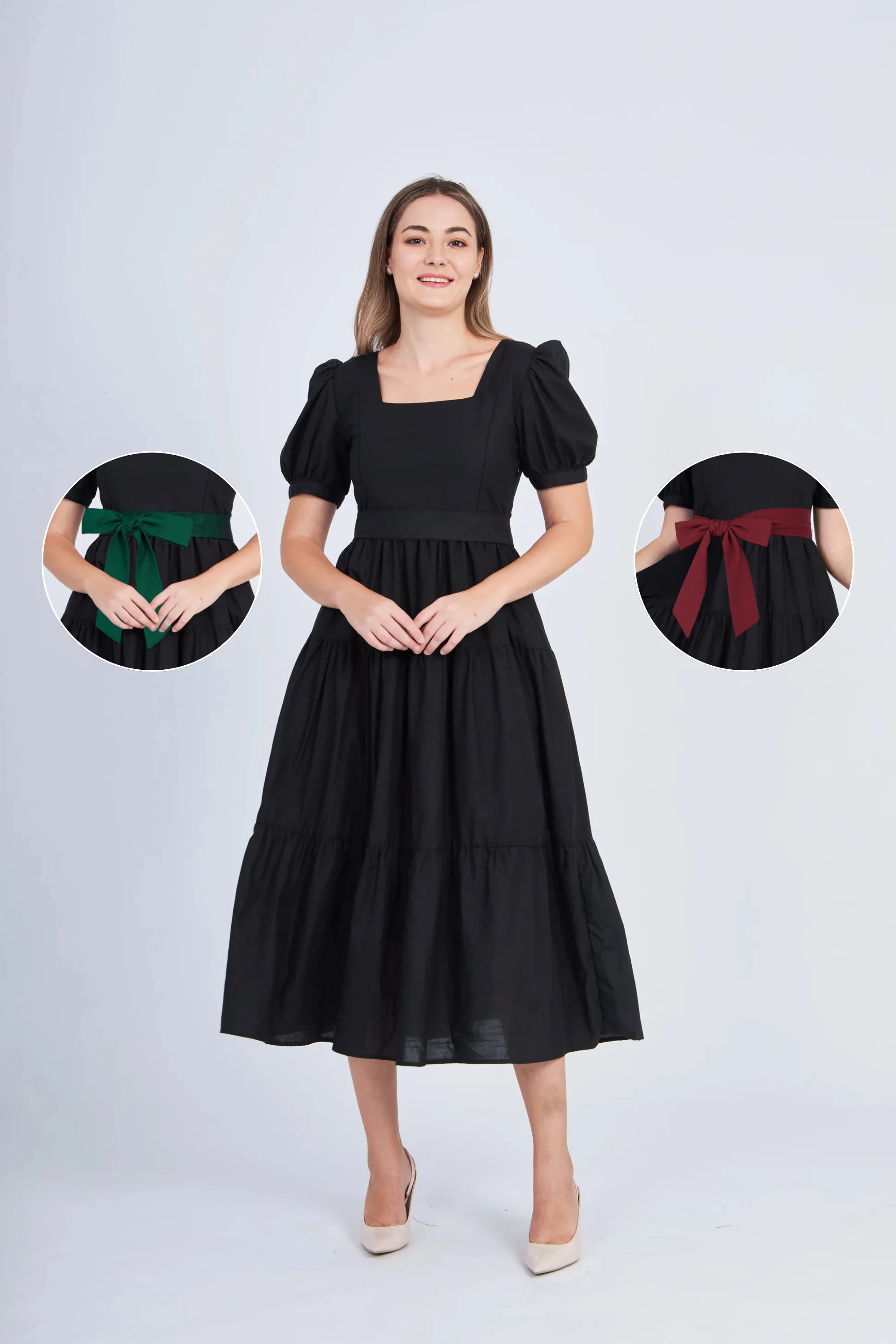 Versa Cotton Dress with Nursing Zippers in Black - Image 3