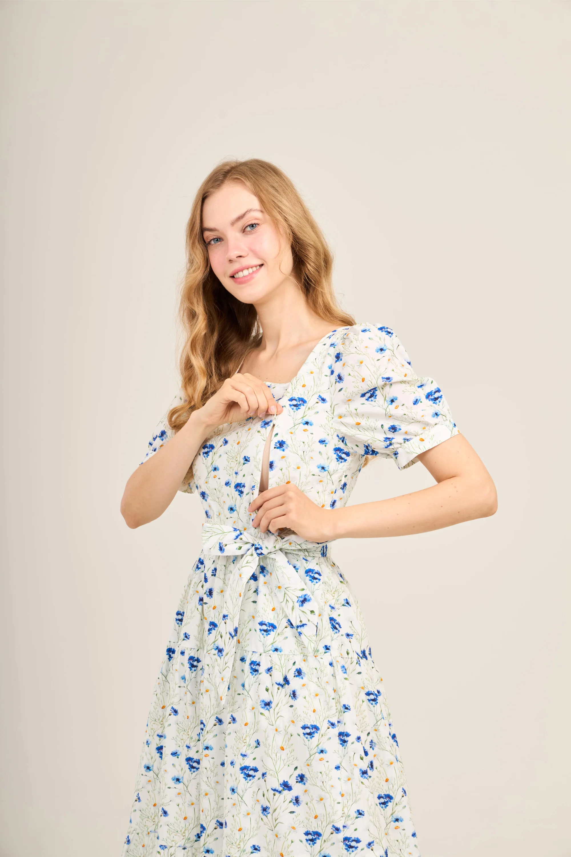 Versa Everywhere Dress with Nursing Zippers in Blue Cornflowers - Image 12