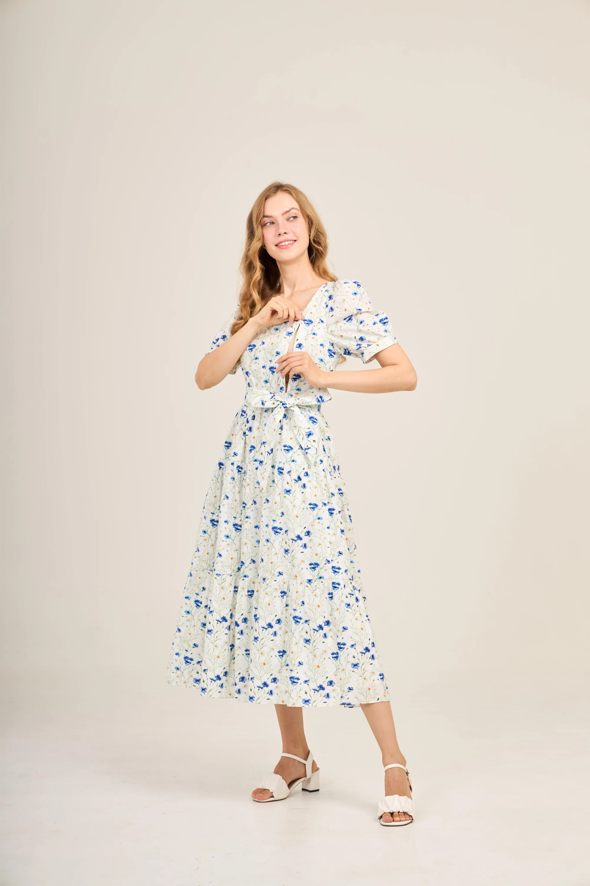 Versa Everywhere Dress with Nursing Zippers in Blue Cornflowers - Image 14