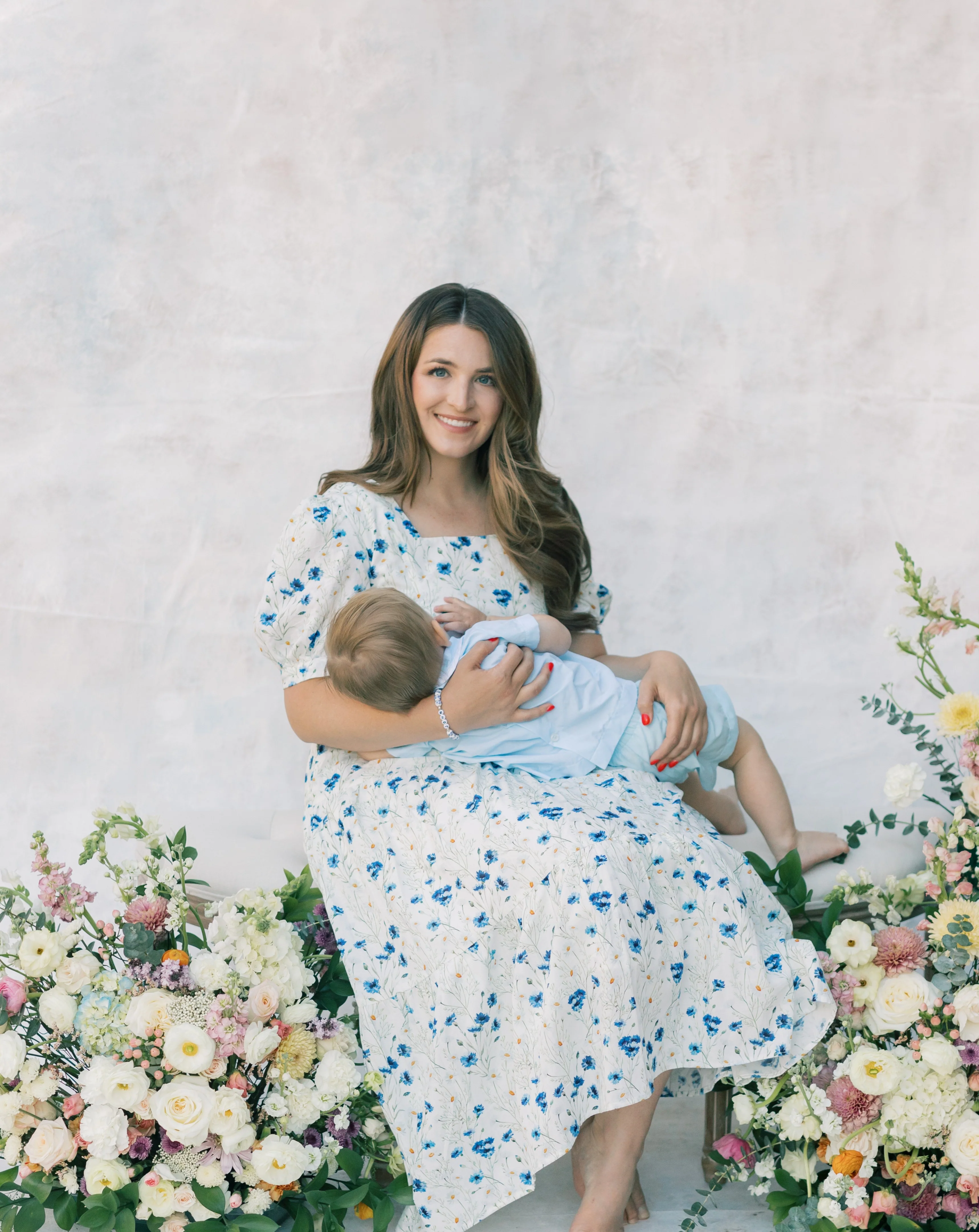 Versa Everywhere Dress with Nursing Zippers in Blue Cornflowers - Image 3