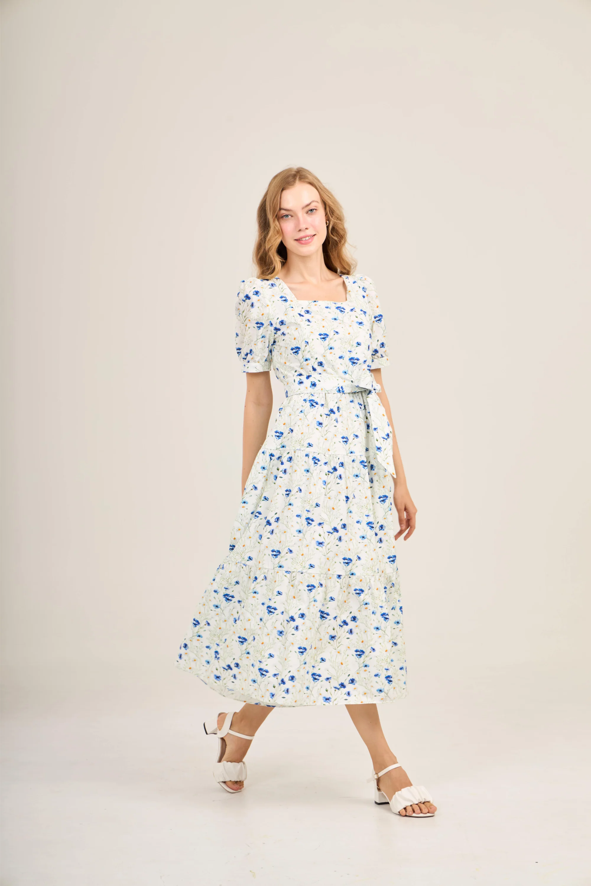 Versa Everywhere Dress with Nursing Zippers in Blue Cornflowers - Image 5