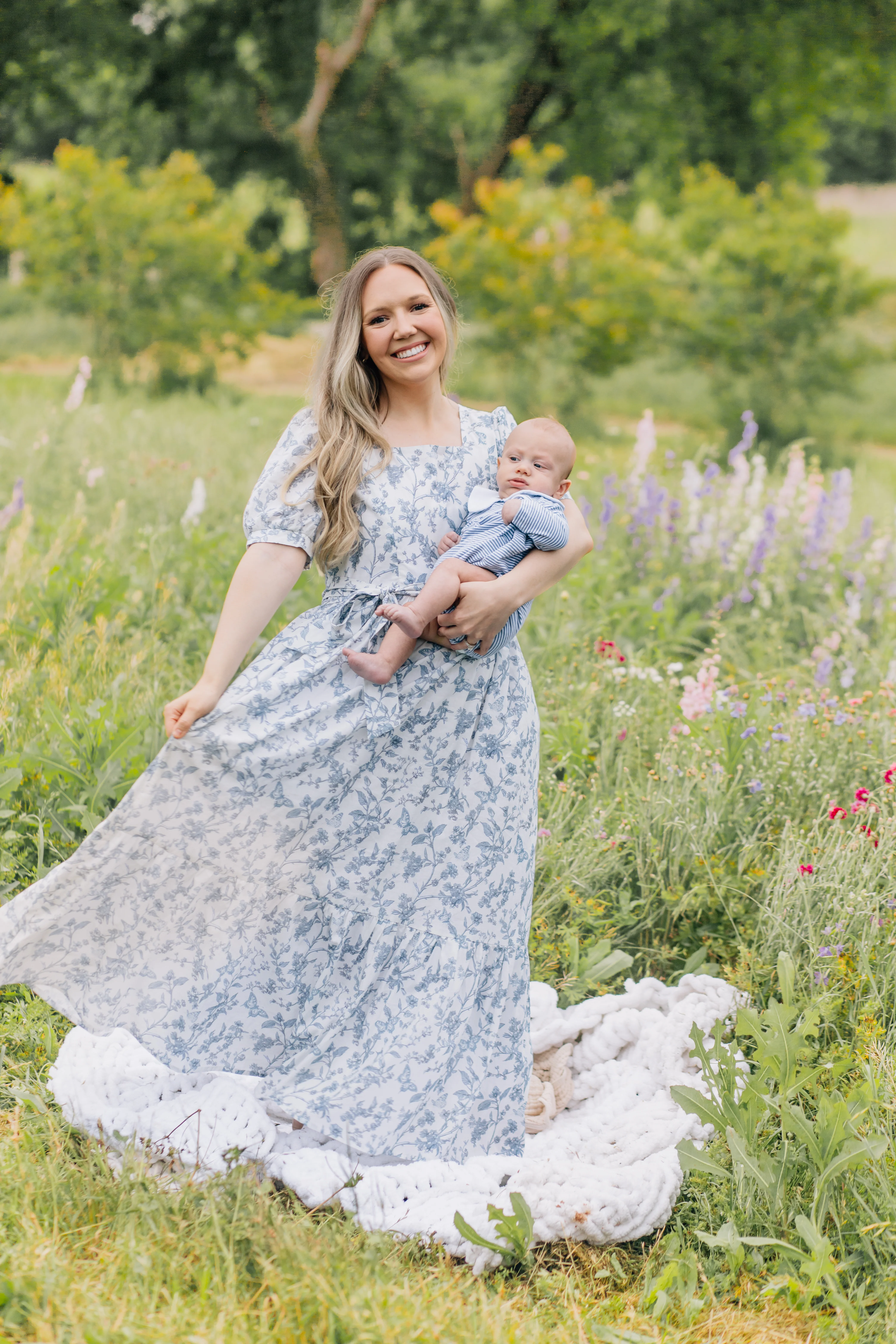 Versa Maxi Dress with Nursing Zippers in Blue Toile Butterfly - Image 16