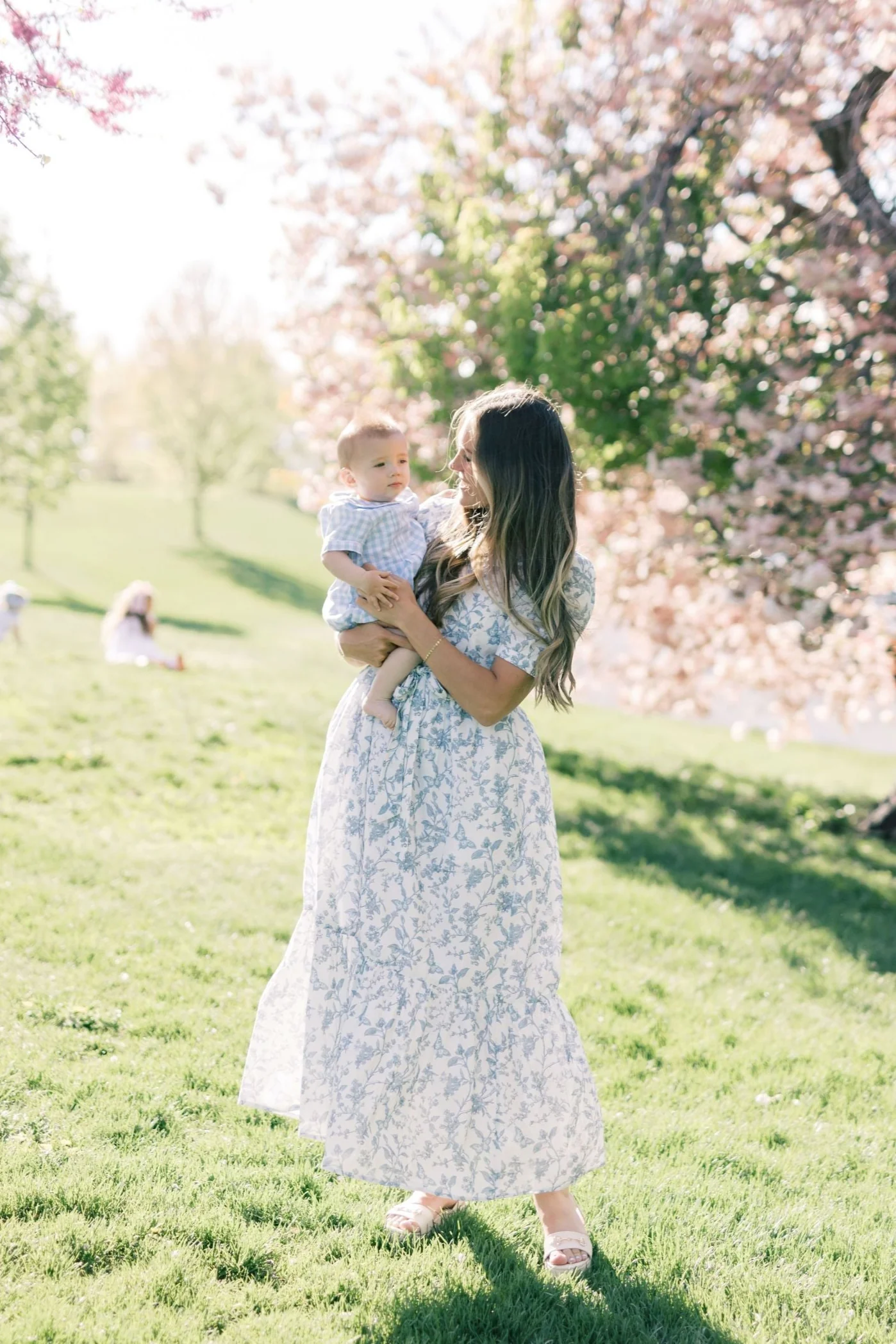 Versa Maxi Dress with Nursing Zippers in Blue Toile Butterfly - Image 18