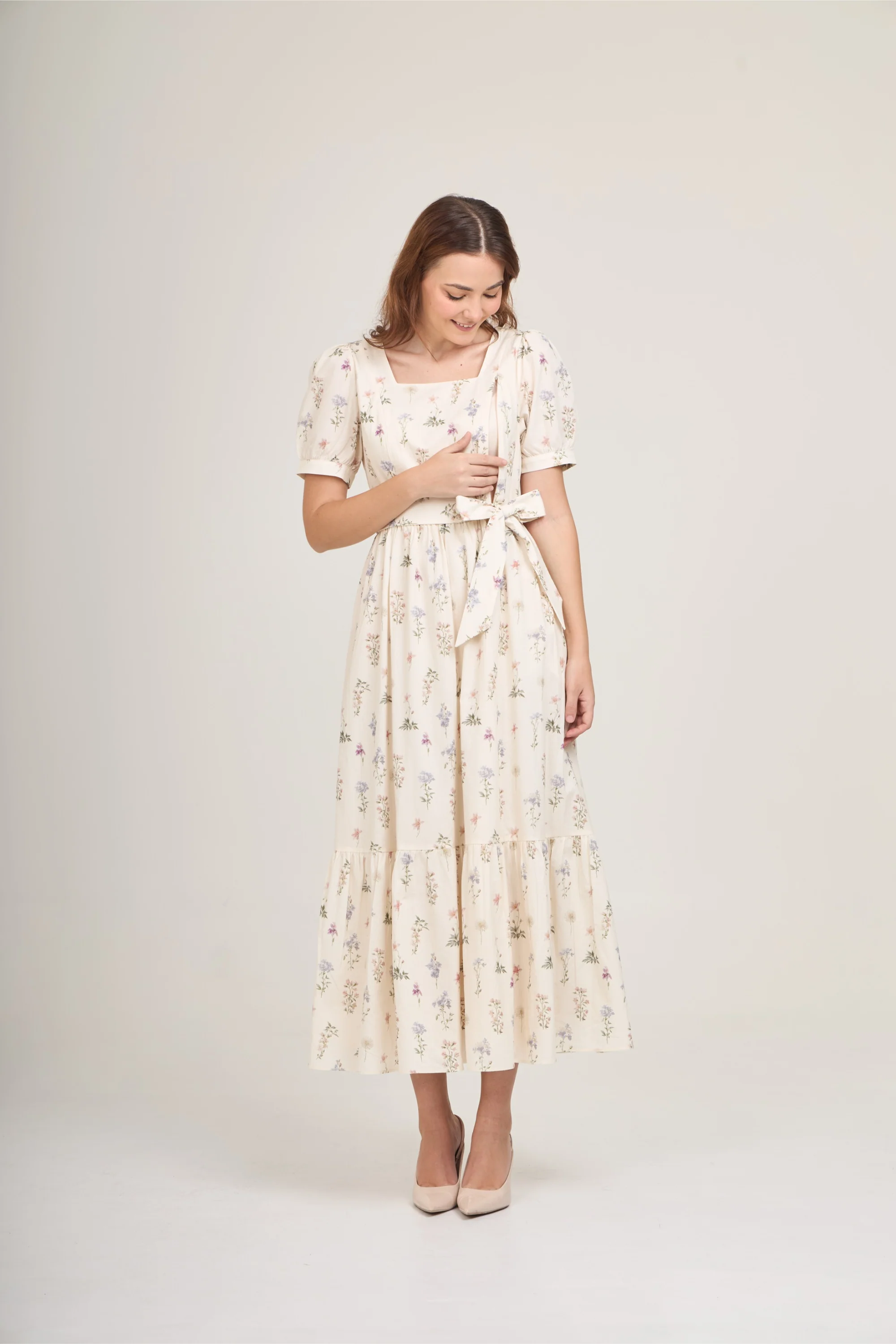 Versa Maxi Dress with Nursing Zippers in Evergarden - Image 11