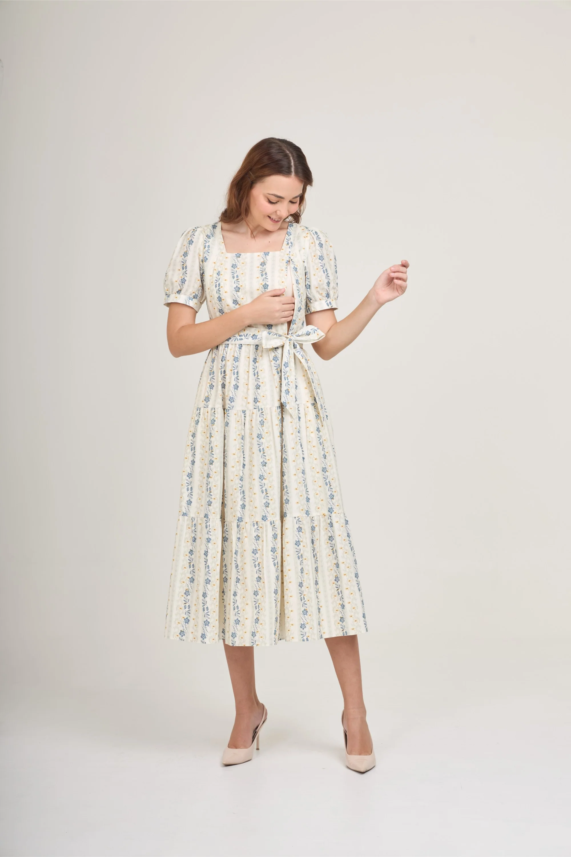 Versa Midi Dress with Nursing Zippers in Floral Trail (Final Sale) - Image 12